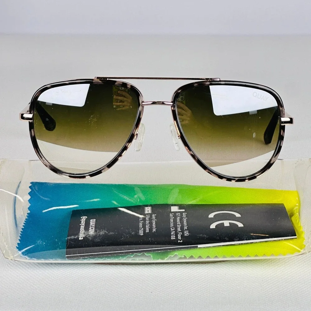 Luxe Quay All In Tortoise Aviator Sunglasses Gold w/ Brown Fade Gradient Lenses